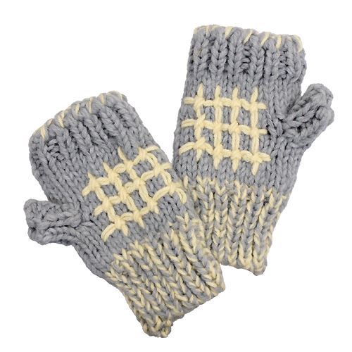 Hand Knitted Fingerless Gloves Mittens Fleece Liner