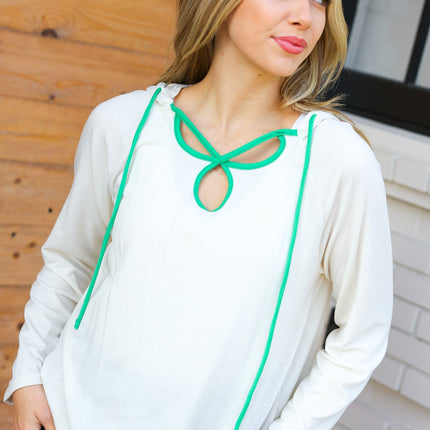 Feeling It Kelly Green Clover Cut Out Terry Hoodie