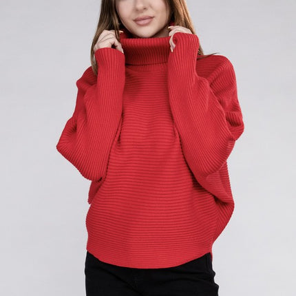 Sleek Comfortable Elegant Viscose Dolman Sleeve Turtleneck Sweater