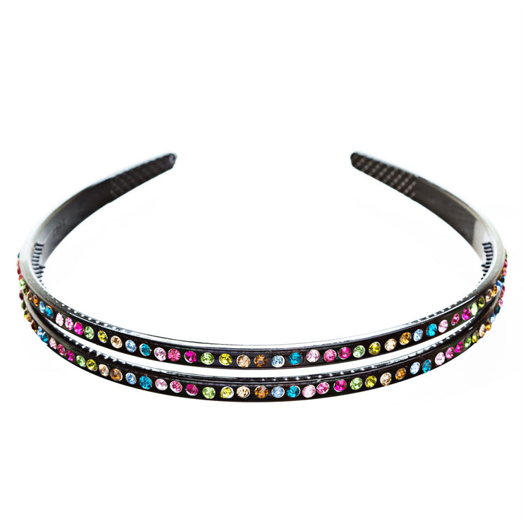 Fashion Sparkle Crystal Rhinestone Double Row Design Teeth Headband - Accessoriesforever