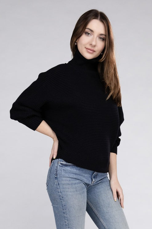 Sleek Comfortable Elegant Viscose Dolman Sleeve Turtleneck Sweater