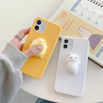 Cute Squishy 3D Toys Charm Squeezable Stress Relief Phone Case Cover For iPhone 15 14 Pro Max Plus