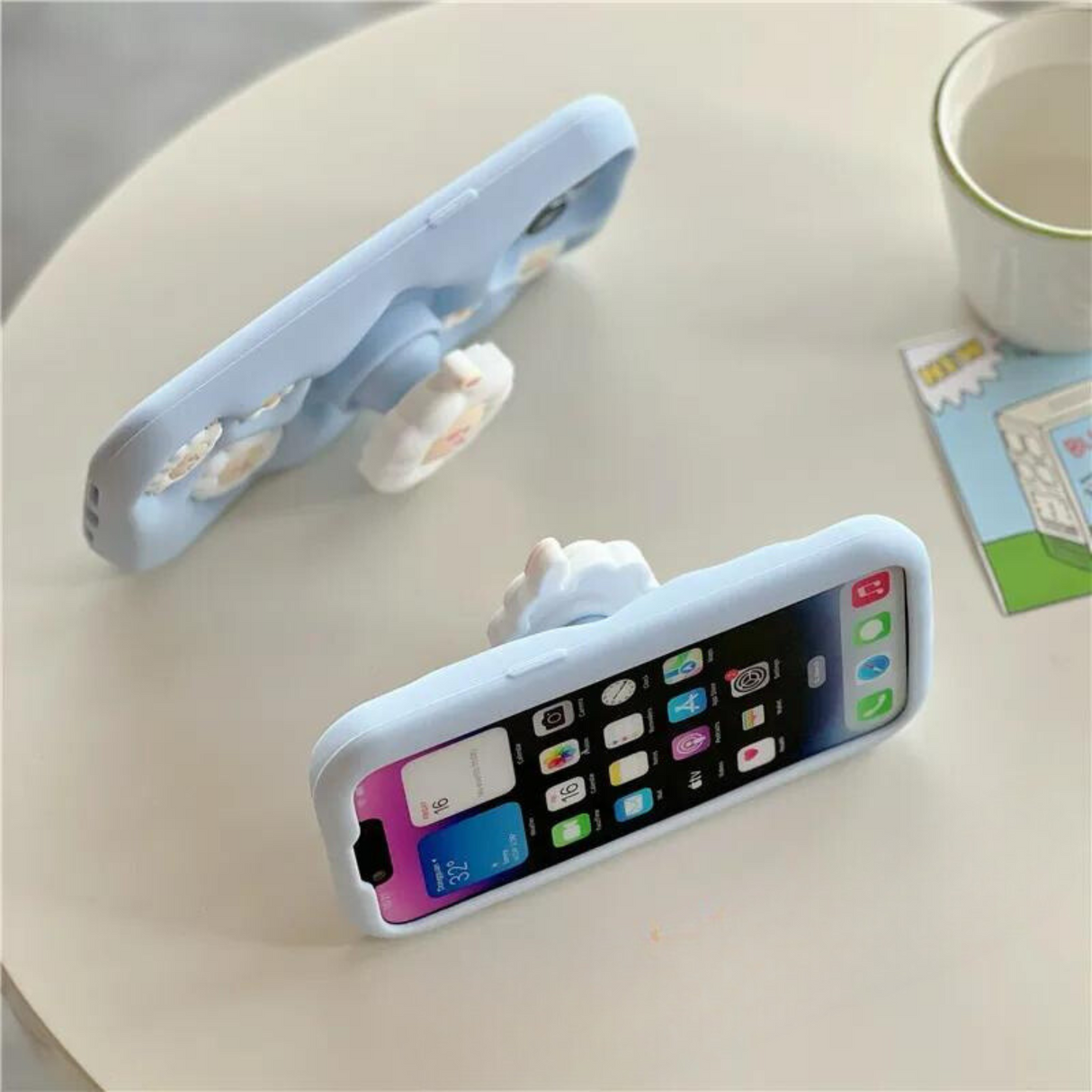 Cute 3D Sheep Daisy Holder Stand Phone Case Cover For iPhone 15 14 13 12 11 Pro Max