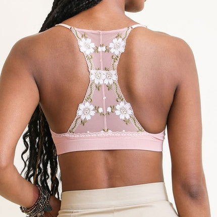 Floral Strappy Pullover Lattice Bralette