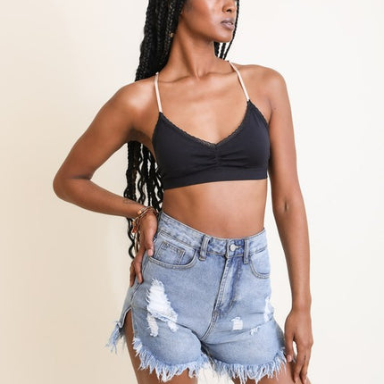 Floral Strappy Pullover Lattice Bralette