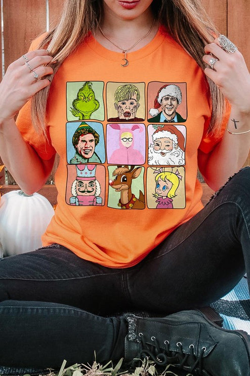 Classic Christmas Movie Characters Holiday Unisex Short Sleeve Graphic Tee T-Shirt - Accessoriesforever