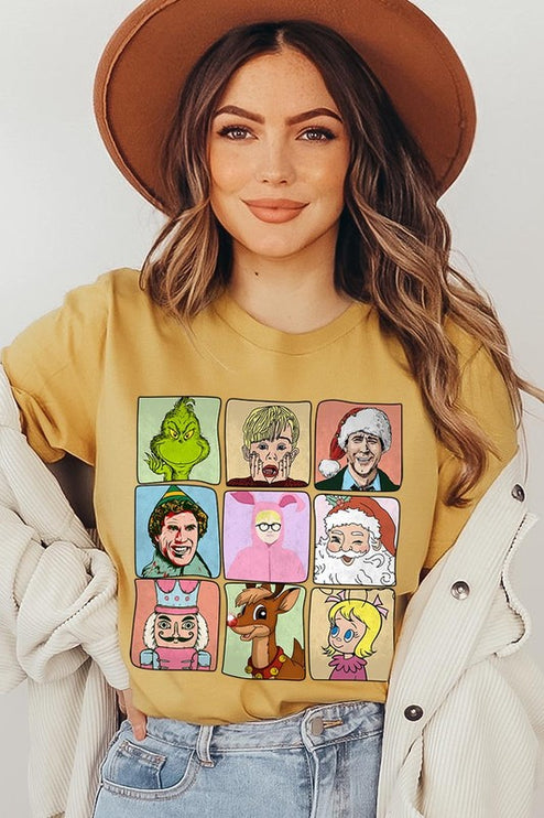 Classic Christmas Movie Characters Holiday Unisex Short Sleeve Graphic Tee T-Shirt - Accessoriesforever