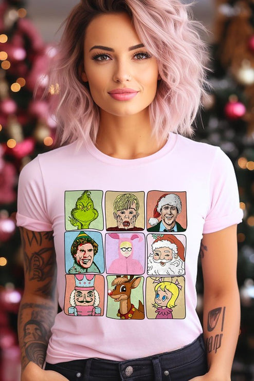 Classic Christmas Movie Characters Holiday Unisex Short Sleeve Graphic Tee T-Shirt - Accessoriesforever
