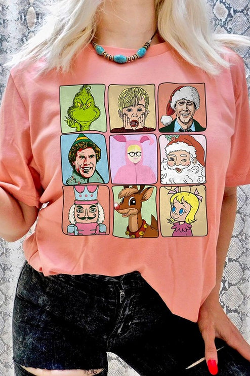 Classic Christmas Movie Characters Holiday Unisex Short Sleeve Graphic Tee T-Shirt - Accessoriesforever