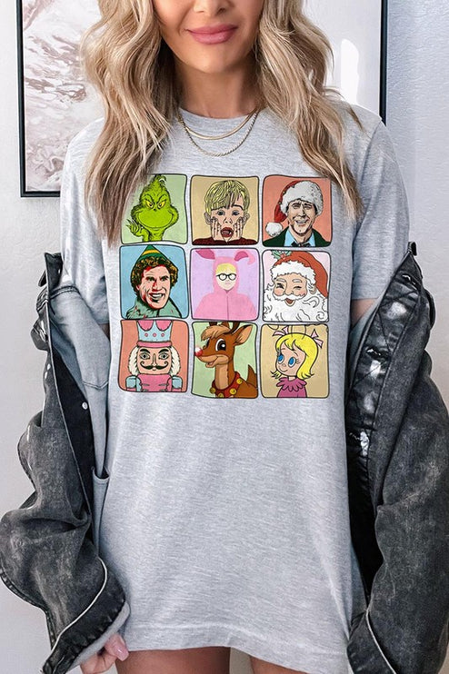 Classic Christmas Movie Characters Holiday Unisex Short Sleeve Graphic Tee T-Shirt - Accessoriesforever