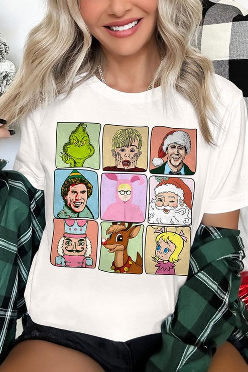 Classic Christmas Movie Characters Holiday Unisex Short Sleeve Graphic Tee T-Shirt - Accessoriesforever