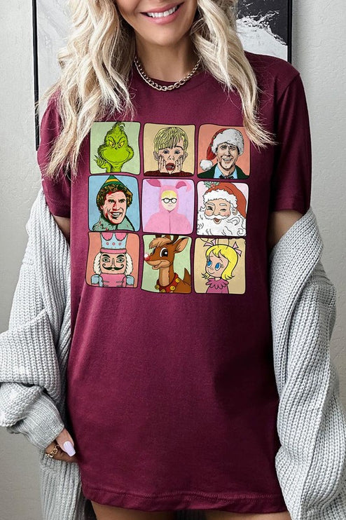 Classic Christmas Movie Characters Holiday Unisex Short Sleeve Graphic Tee T-Shirt - Accessoriesforever
