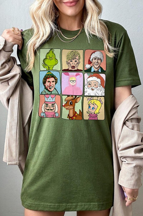 Classic Christmas Movie Characters Holiday Unisex Short Sleeve Graphic Tee T-Shirt - Accessoriesforever