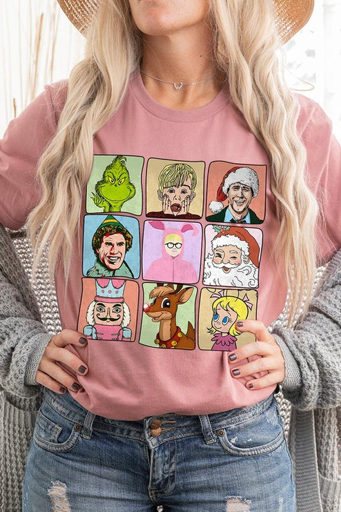 Classic Christmas Movie Characters Holiday Unisex Short Sleeve Graphic Tee T-Shirt - Accessoriesforever