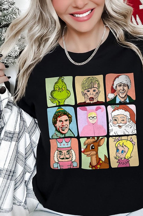 Classic Christmas Movie Characters Holiday Unisex Short Sleeve Graphic Tee T-Shirt - Accessoriesforever