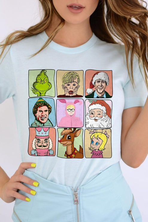 Classic Christmas Movie Characters Holiday Unisex Short Sleeve Graphic Tee T-Shirt - Accessoriesforever