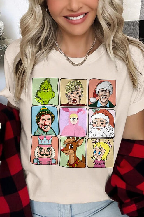 Classic Christmas Movie Characters Holiday Unisex Short Sleeve Graphic Tee T-Shirt - Accessoriesforever