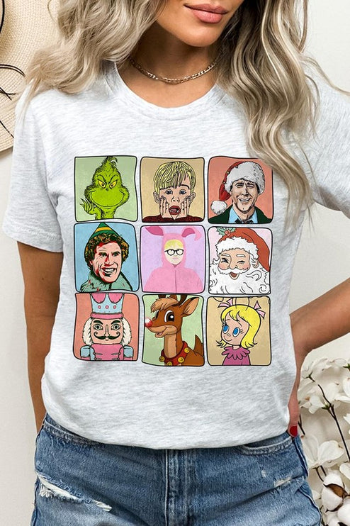 Classic Christmas Movie Characters Holiday Unisex Short Sleeve Graphic Tee T-Shirt