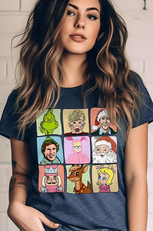 Classic Christmas Movie Characters Holiday Unisex Short Sleeve Graphic Tee T-Shirt - Accessoriesforever