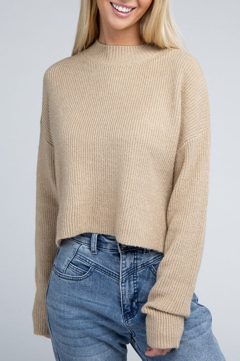 Cozy Mock Neck Long Sleeve Pullover Sweater