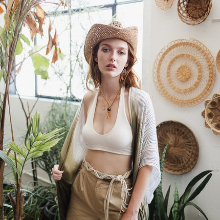 Solid Padded Halter Cropped Pullover Bralette