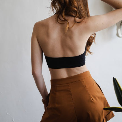 Solid Padded Halter Cropped Pullover Bralette