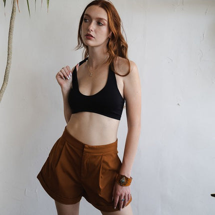 Solid Padded Halter Cropped Pullover Bralette