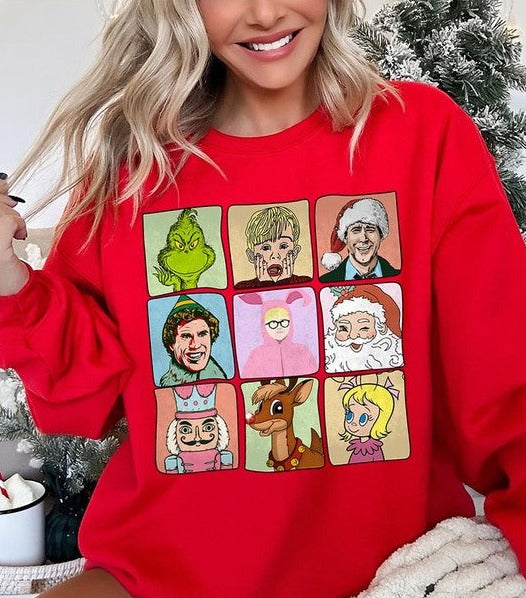 Classic Christmas Movie Characters Holiday Unisex Long Sleeve Graphic Sweatshirt - Accessoriesforever