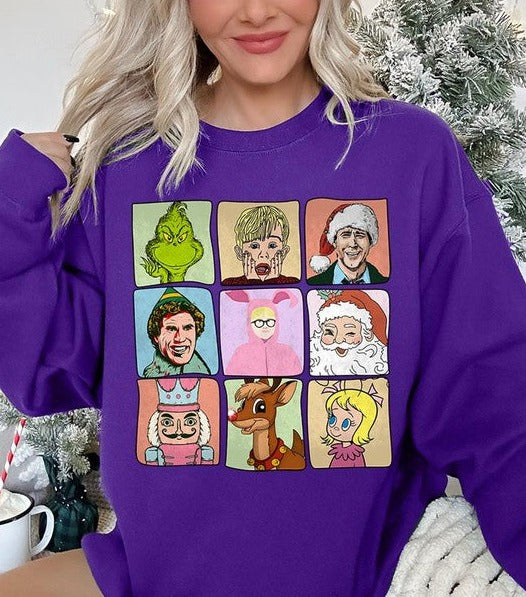 Classic Christmas Movie Characters Holiday Unisex Long Sleeve Graphic Sweatshirt - Accessoriesforever
