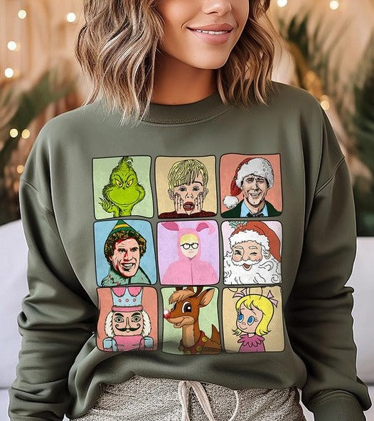 Classic Christmas Movie Characters Holiday Unisex Long Sleeve Graphic Sweatshirt - Accessoriesforever