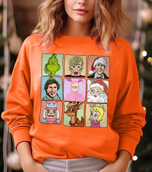 Classic Christmas Movie Characters Holiday Unisex Long Sleeve Graphic Sweatshirt - Accessoriesforever