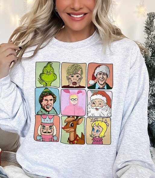 Classic Christmas Movie Characters Holiday Unisex Long Sleeve Graphic Sweatshirt - Accessoriesforever