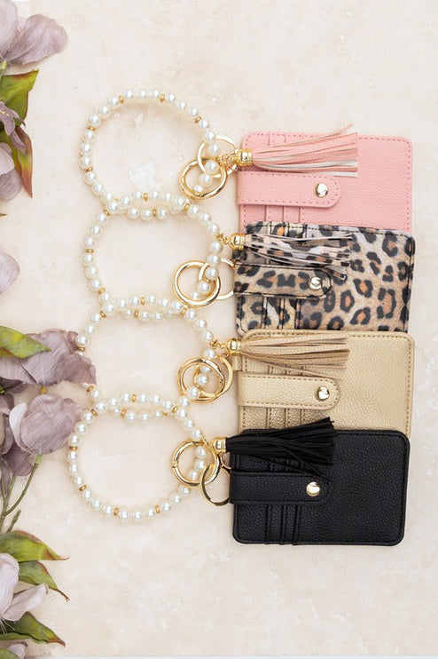 Pearl Key Ring Wallet Bracelet - Accessoriesforever