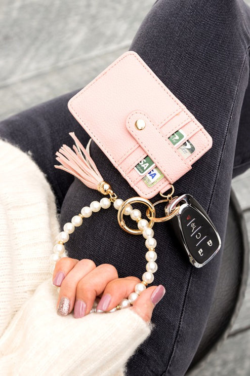 Pearl Key Ring Wallet Bracelet - Accessoriesforever