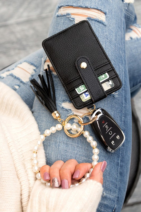 Pearl Key Ring Wallet Bracelet - Accessoriesforever