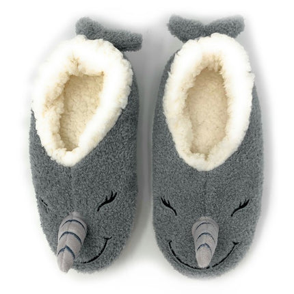 Narwhal Cozy Animal House Home Women Sherpa Non-Skid Socks Slippers - Accessoriesforever