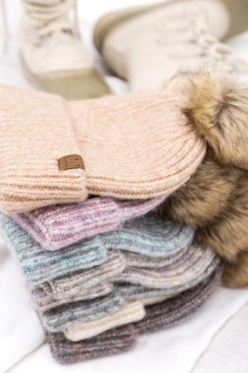 Soft Cozy Heathered Knit Pom Pom CC Marled Beanie Hat - Accessoriesforever