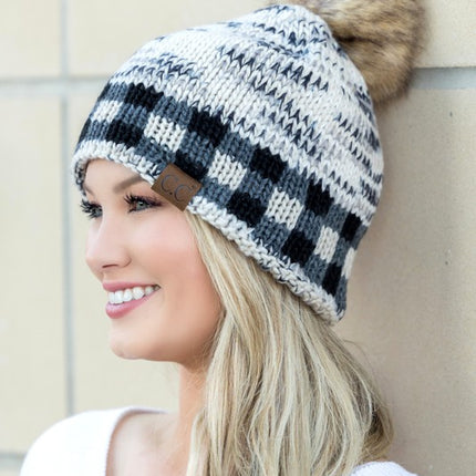 Cozy Warm Comfy CC Buffalo Pom Beanie Hat