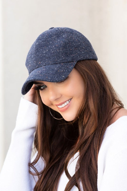 Chic Speckled Design Curved Brim Tweed Textured Fashion Baseball Ball Cap Hat