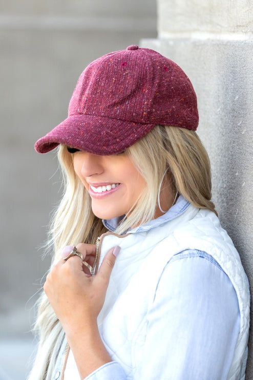 Chic Speckled Design Curved Brim Tweed Textured Fashion Baseball Ball Cap Hat - Accessoriesforever