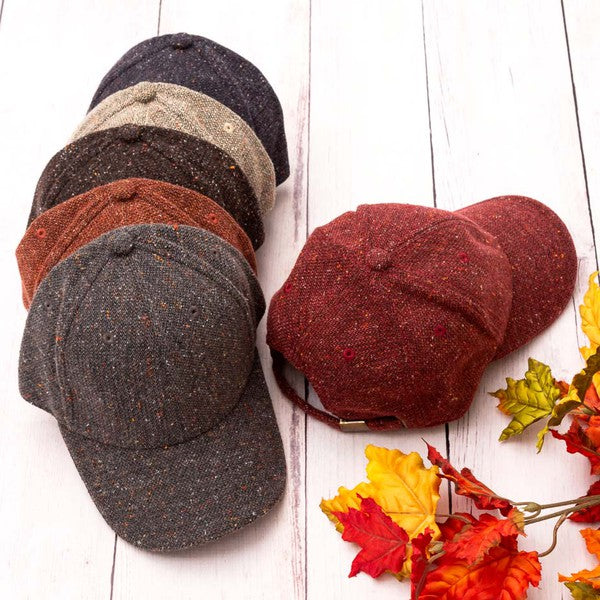 Chic Speckled Design Curved Brim Tweed Textured Fashion Baseball Ball Cap Hat - Accessoriesforever