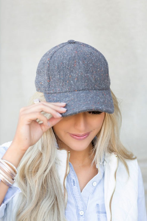 Chic Speckled Design Curved Brim Tweed Textured Fashion Baseball Ball Cap Hat - Accessoriesforever