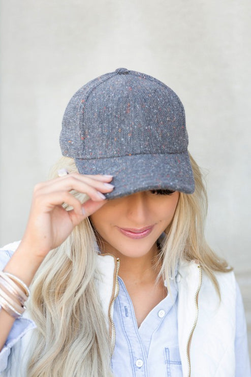 Chic Speckled Design Curved Brim Tweed Textured Fashion Baseball Ball Cap Hat