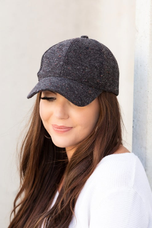 Chic Speckled Design Curved Brim Tweed Textured Fashion Baseball Ball Cap Hat