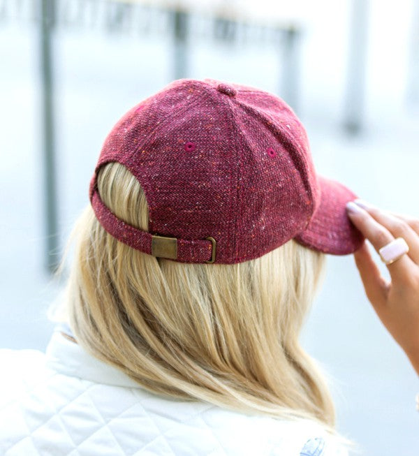Chic Speckled Design Curved Brim Tweed Textured Fashion Baseball Ball Cap Hat - Accessoriesforever