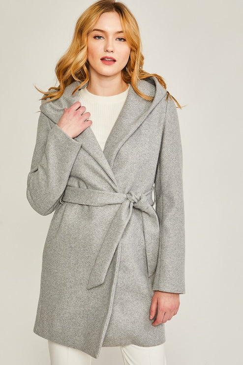 Cozy Simple Classic Hooded Fleece Fashion Belted Jacket Coat - Accessoriesforever