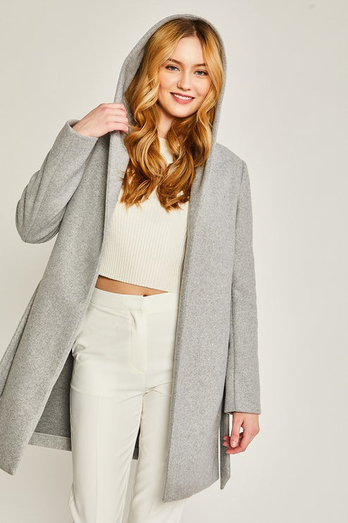 Cozy Simple Classic Hooded Fleece Fashion Belted Jacket Coat - Accessoriesforever