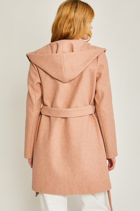 Cozy Simple Classic Hooded Fleece Fashion Belted Jacket Coat - Accessoriesforever