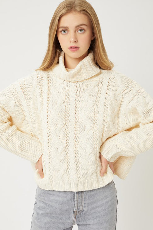Cozy Warm Classic Turtleneck Cable Knit Fashion Top Sweater