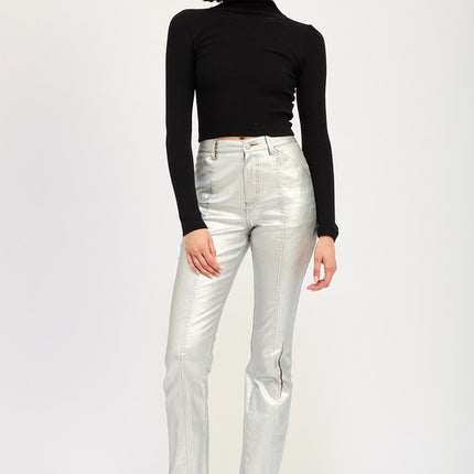 Chic Ribbed Turtle Neck Long Sleeve Sim Fit Fashion Crop Top